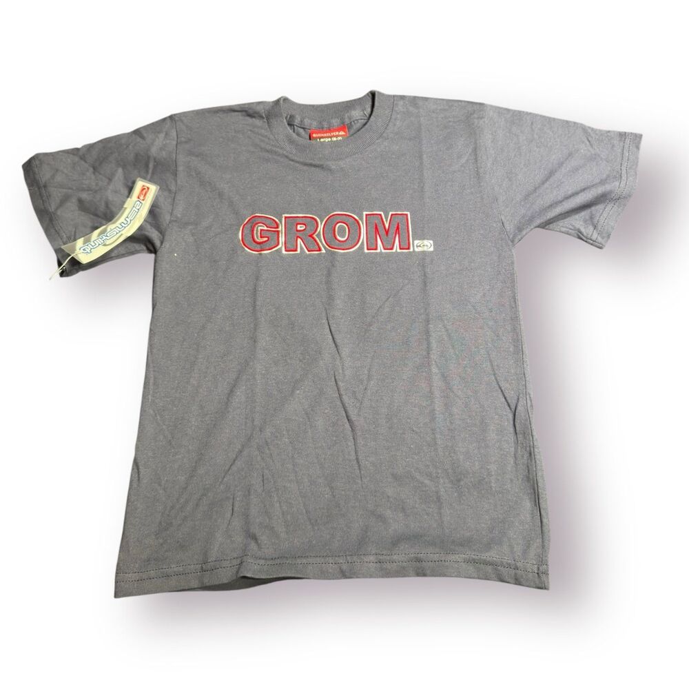 Quiksilver Graphic T-Shirt Size Boys Large Dark‎ Gray Shirt Retro Skater Y2K